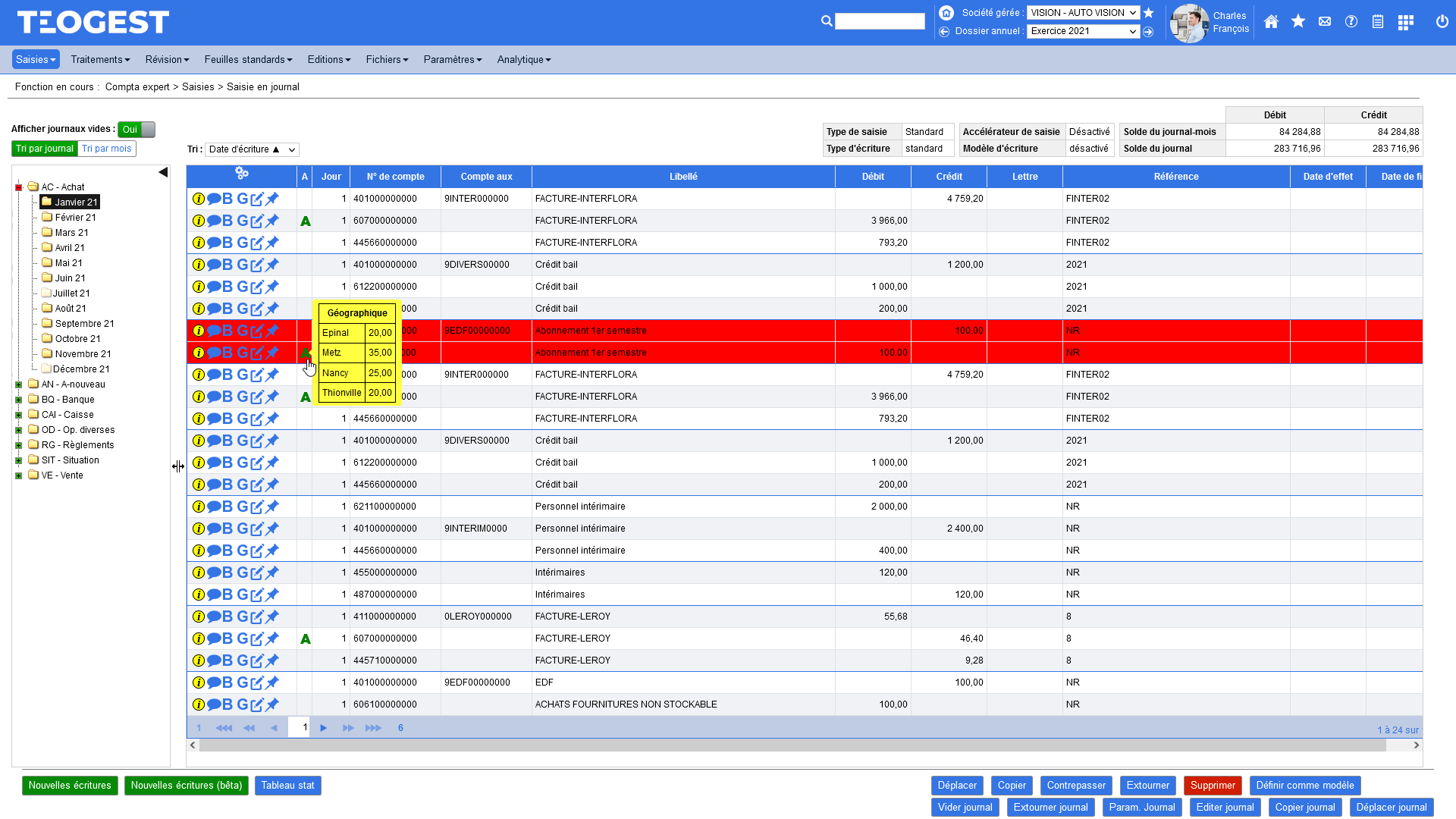 Gestion analytique jusqua 5 axes avec ventilations types
